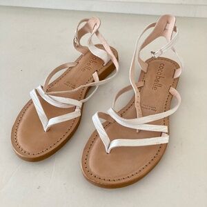 NWOT Cocobelle Anthropologie Leona Strappy White Leather Sandals Sz 6.5